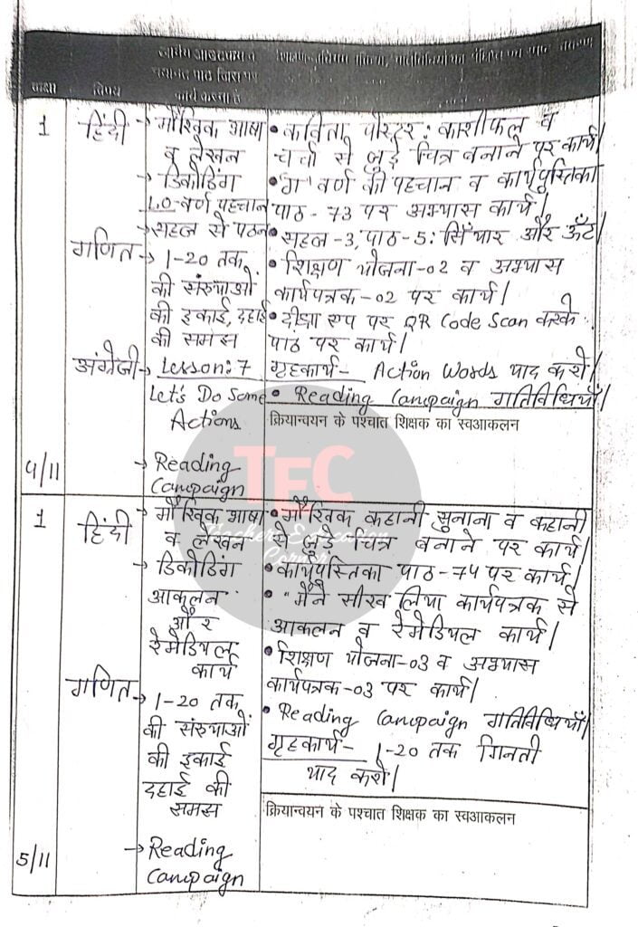 shikshak diary 4 and 5 november 2022 class 1