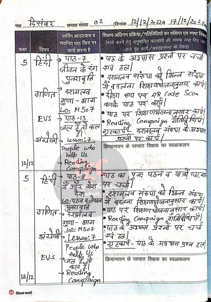 shikshak diary class 5