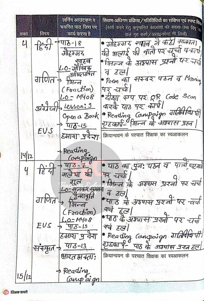 shikshak diary class 4