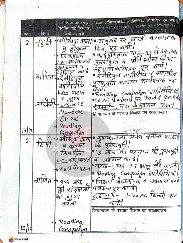 shikshak diary class 2
