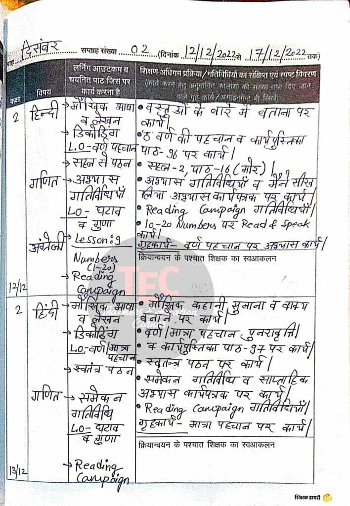 shikshak diary class 2