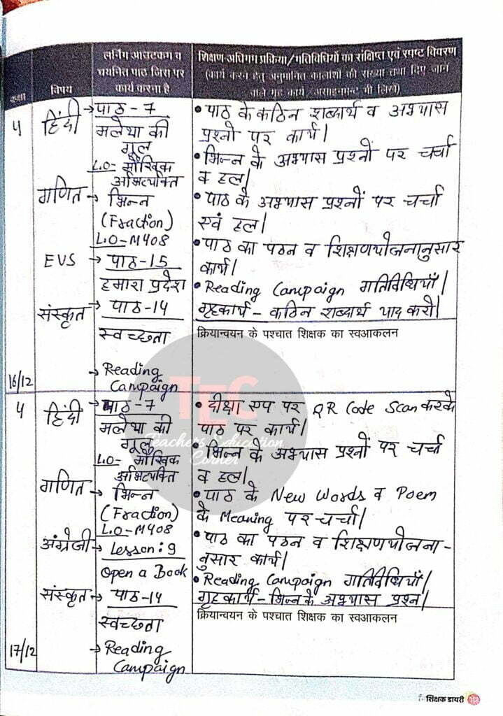 shikshak diary class 4