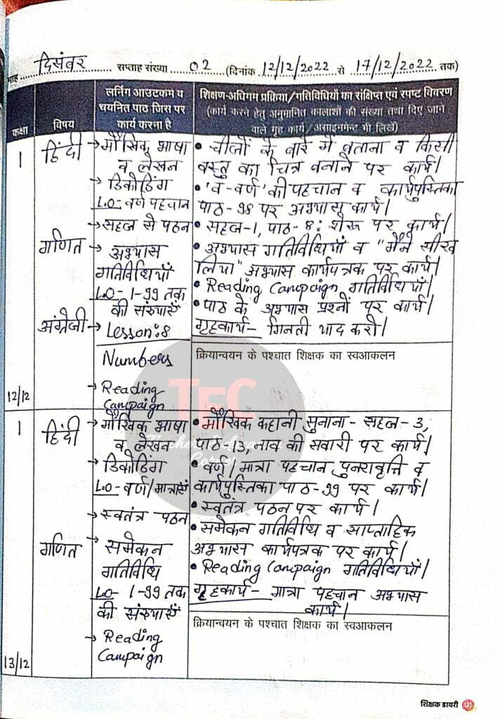 shikshak diary class 1