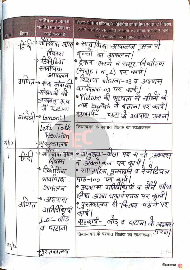 shikshak diary december