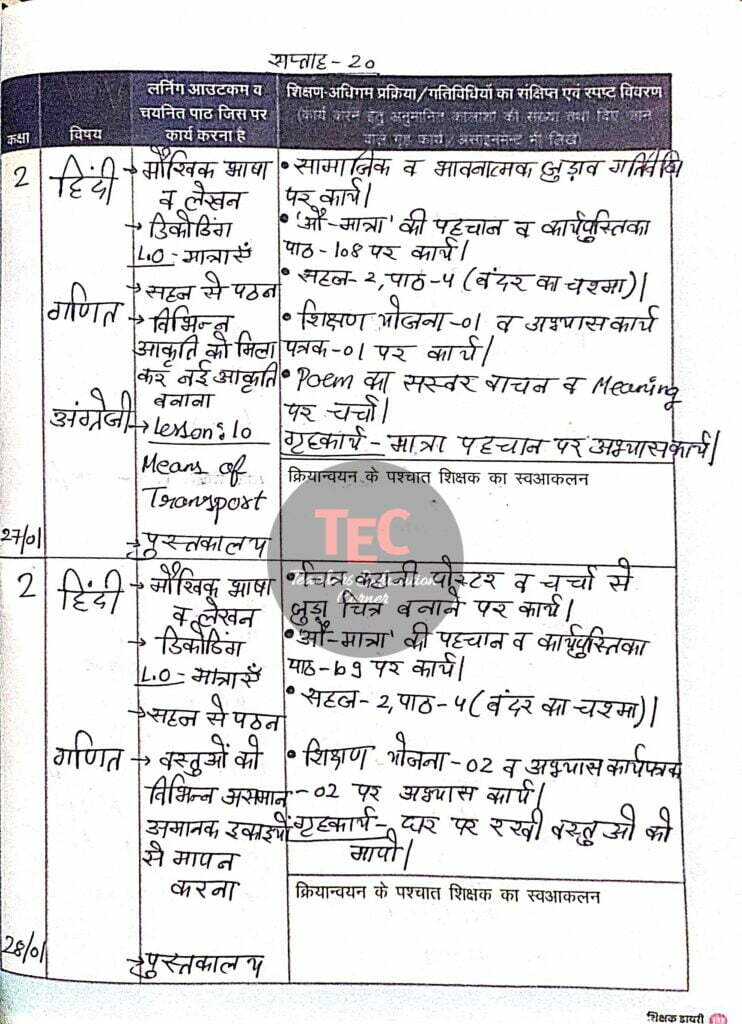 shikshak diary january pdf class 2