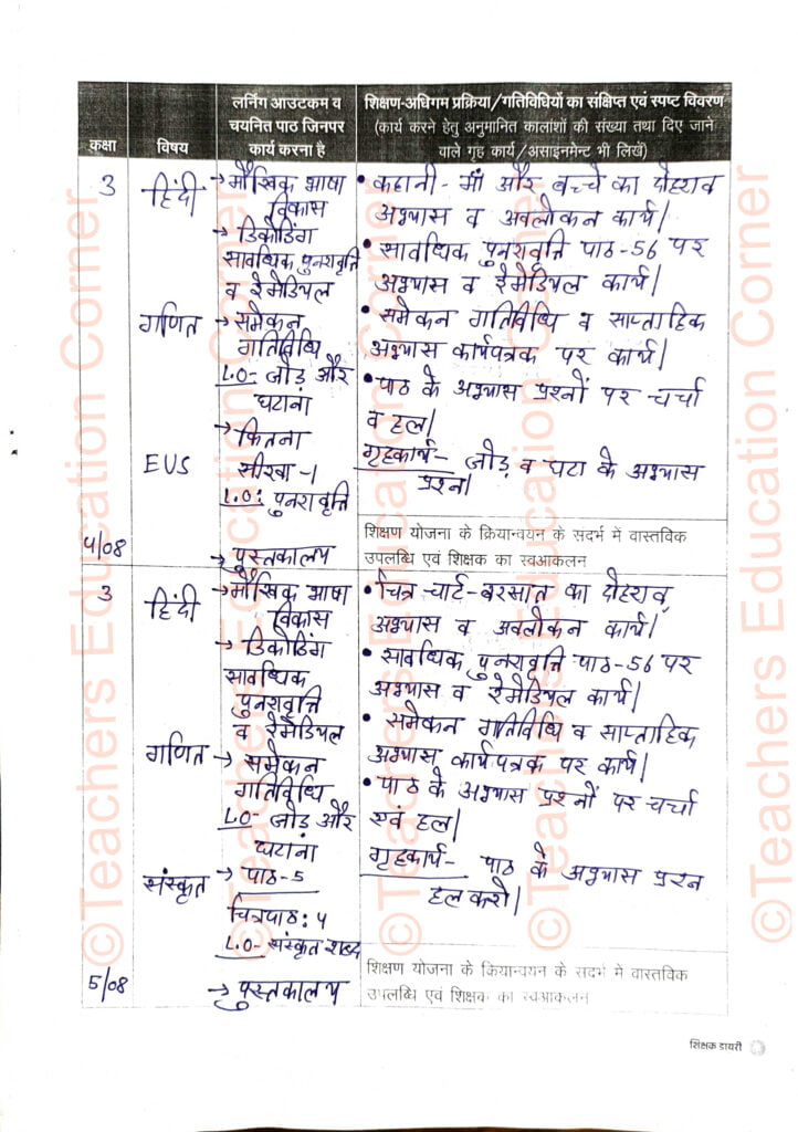 shikshak-diary-class-3-pdf-4 august-to-5 august 2023
