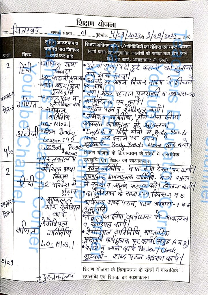 Shikshak diary class 2 pdf 4 to 5 September 2023