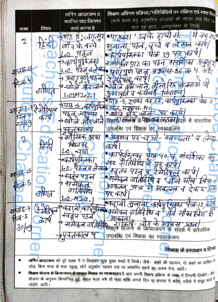 Shikshak diary class 2 pdf 29 to 30 September 2023