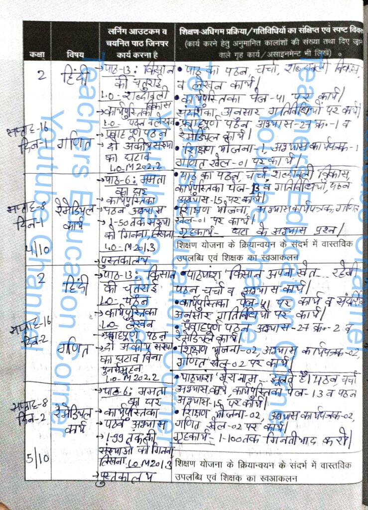 Shikshak diary class 2 pdf 4 to 5 October 2023