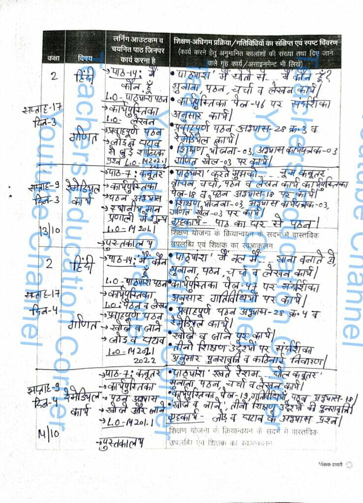 Shikshak diary class 2 pdf 13 to 14 October 2023