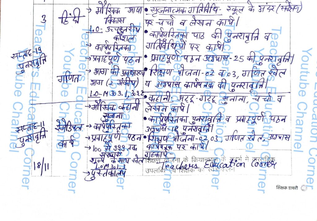 Shikshak diary class 3 pdf 18 November 2023