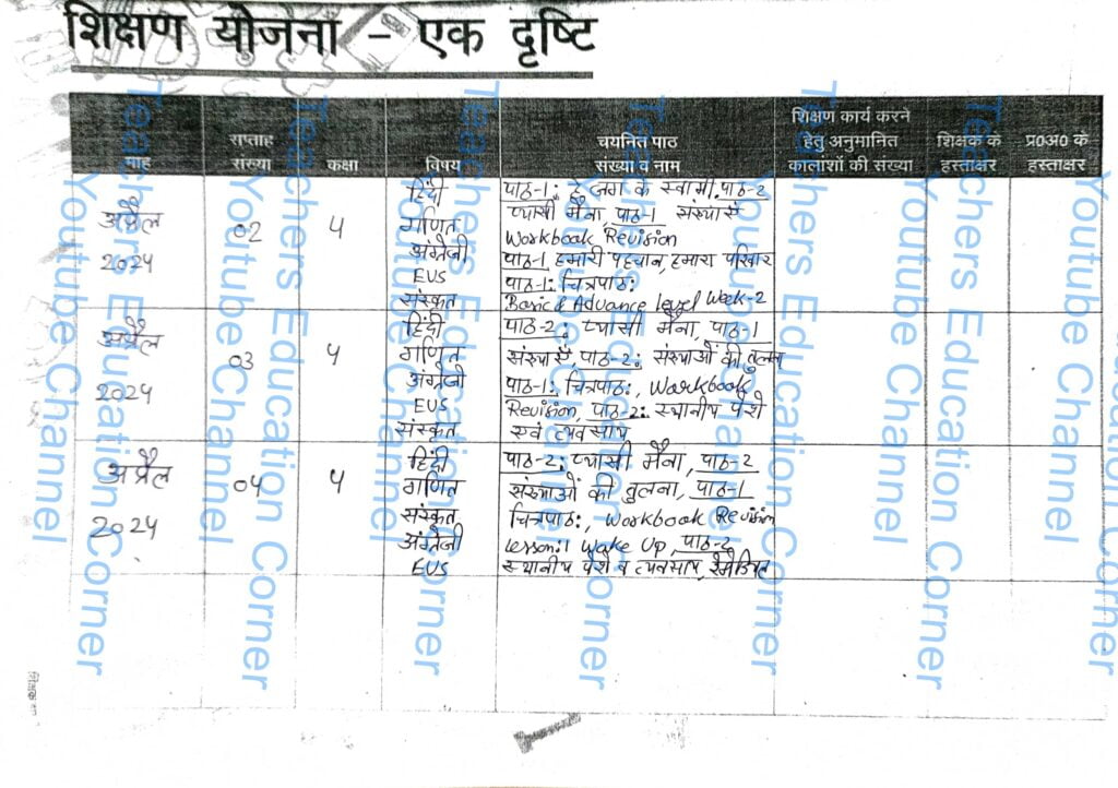 Shikshak diary class 4 pdf 26 to 27 April 2024