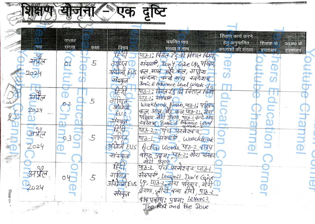 Shikshak diary class 5 pdf 26 to 27 April 2024