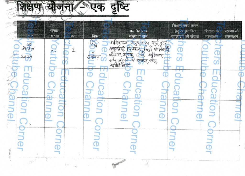 Shikshak diary class 1 pdf 8 to 9 April 2024