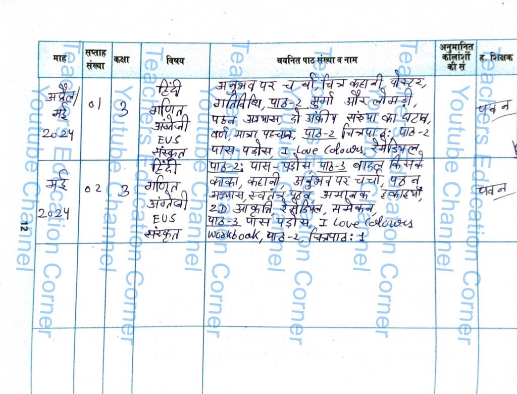 Shikshak diary class 3 pdf 13 to 14 May 2024