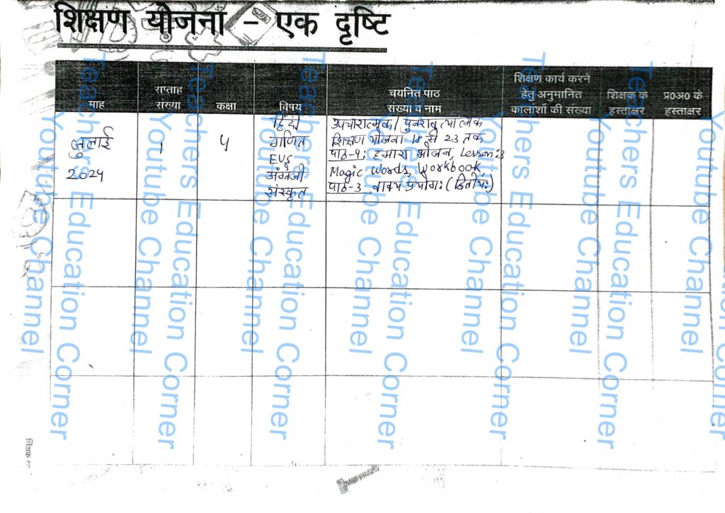Shikshak diary class 4 pdf 1 to 2 July 2024