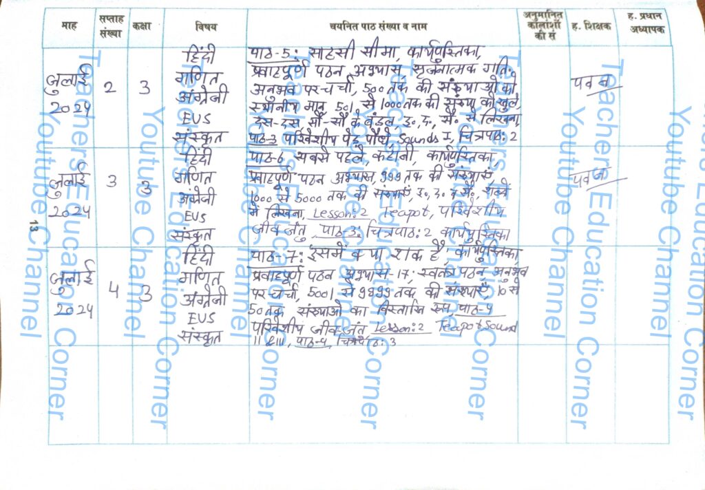 Shikshak diary class 3 pdf 24 to 25 July 2024