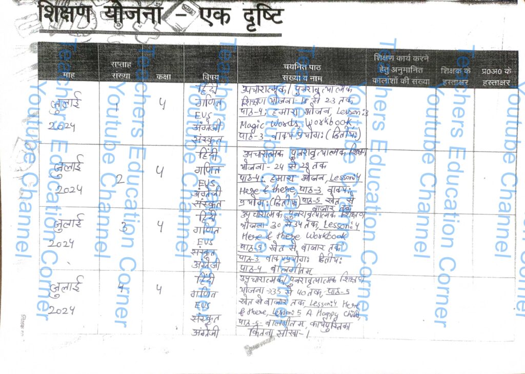 Shikshak diary class 4 pdf 26 to 27 July 2024