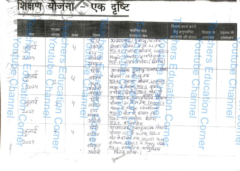 Shikshak diary class 4 pdf 24 to 25 July 2024