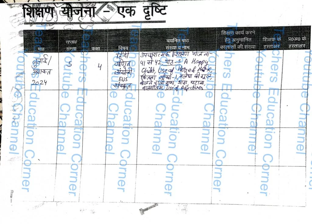 Shikshak diary class 4 pdf 2 August to 3 August 2024