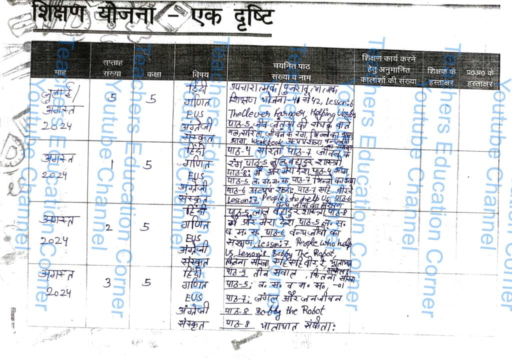Shikshak diary class 5 pdf 21 August to 22 August 2024