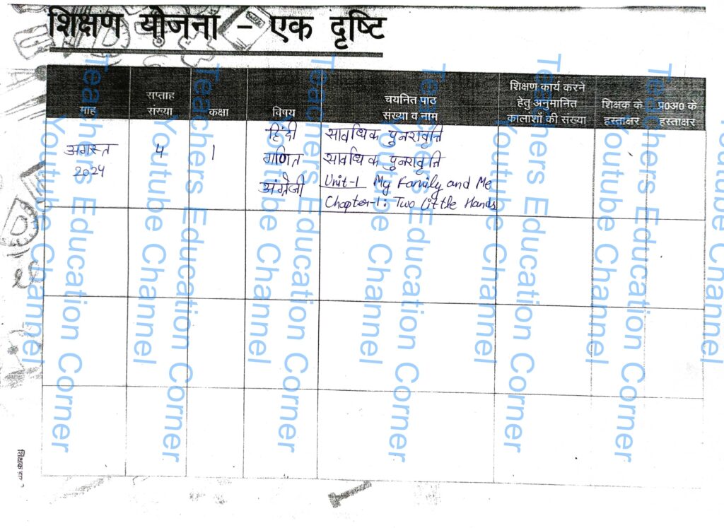 shikshak diary class 1 pdf 30 to 31 august 2024