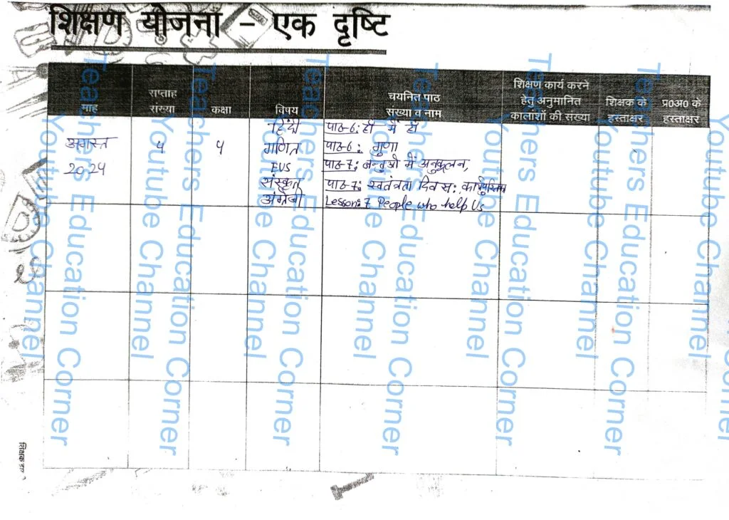 Shikshak diary class 4 pdf 26 August to 27 August 2024