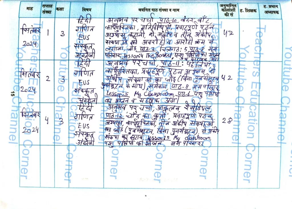Shikshak diary class 3 pdf 25 to 26 September 2024