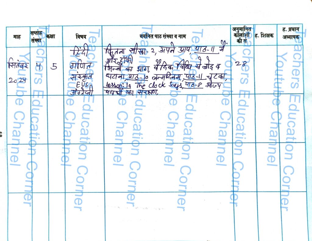 Shikshak diary class 5 pdf 27 to 28 September 2024