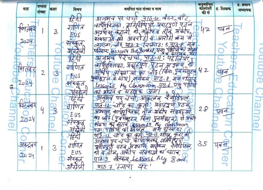 Shikshak diary class 3 pdf 2 to 3 october 2024