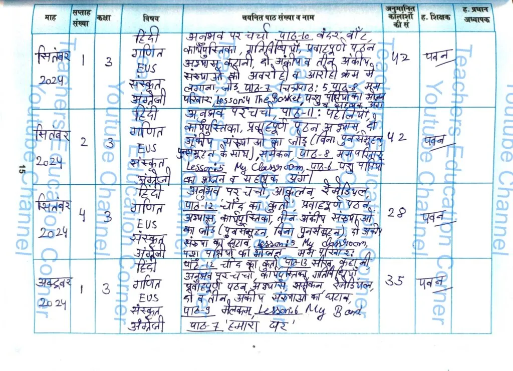 Shikshak diary class 3 pdf 30 September to 1 october 2024