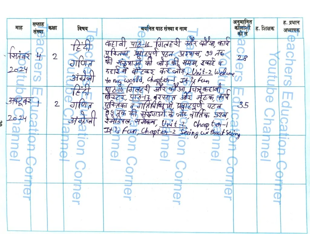 Shikshak diary class 2 pdf 2 to 3 October 2024