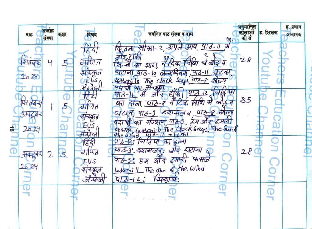 Shikshak diary class 5 pdf 7 to 8 october 2024