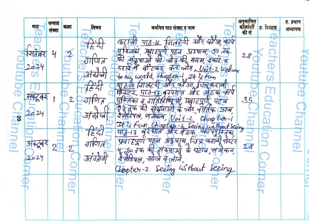 Shikshak diary class 2 pdf 7 to 8 october 2024